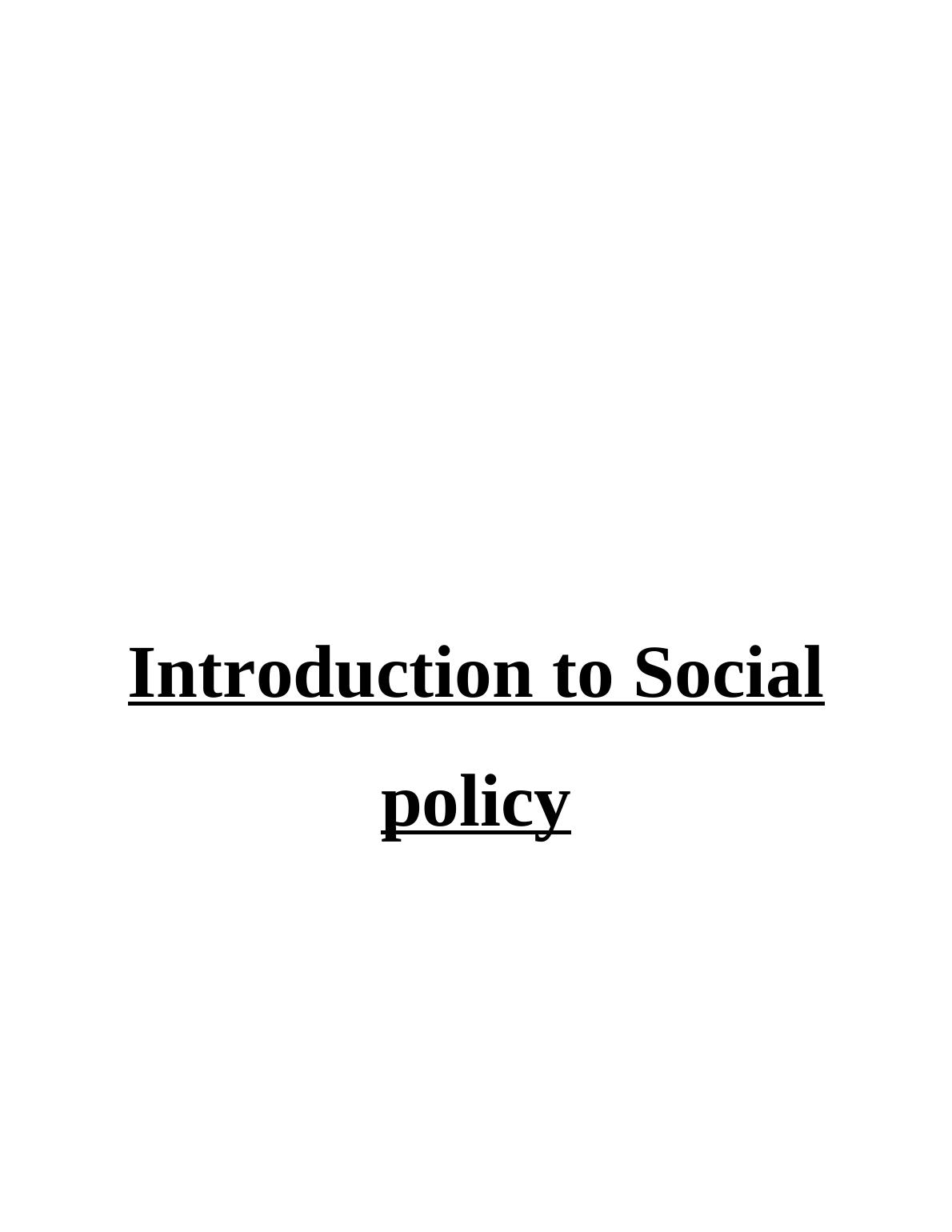 introduction to social policy essay