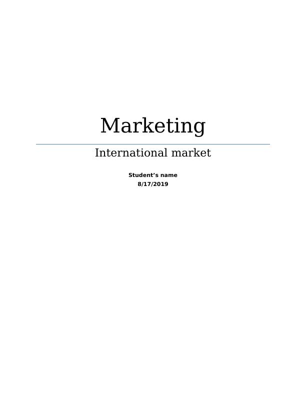 international markets assignment answers