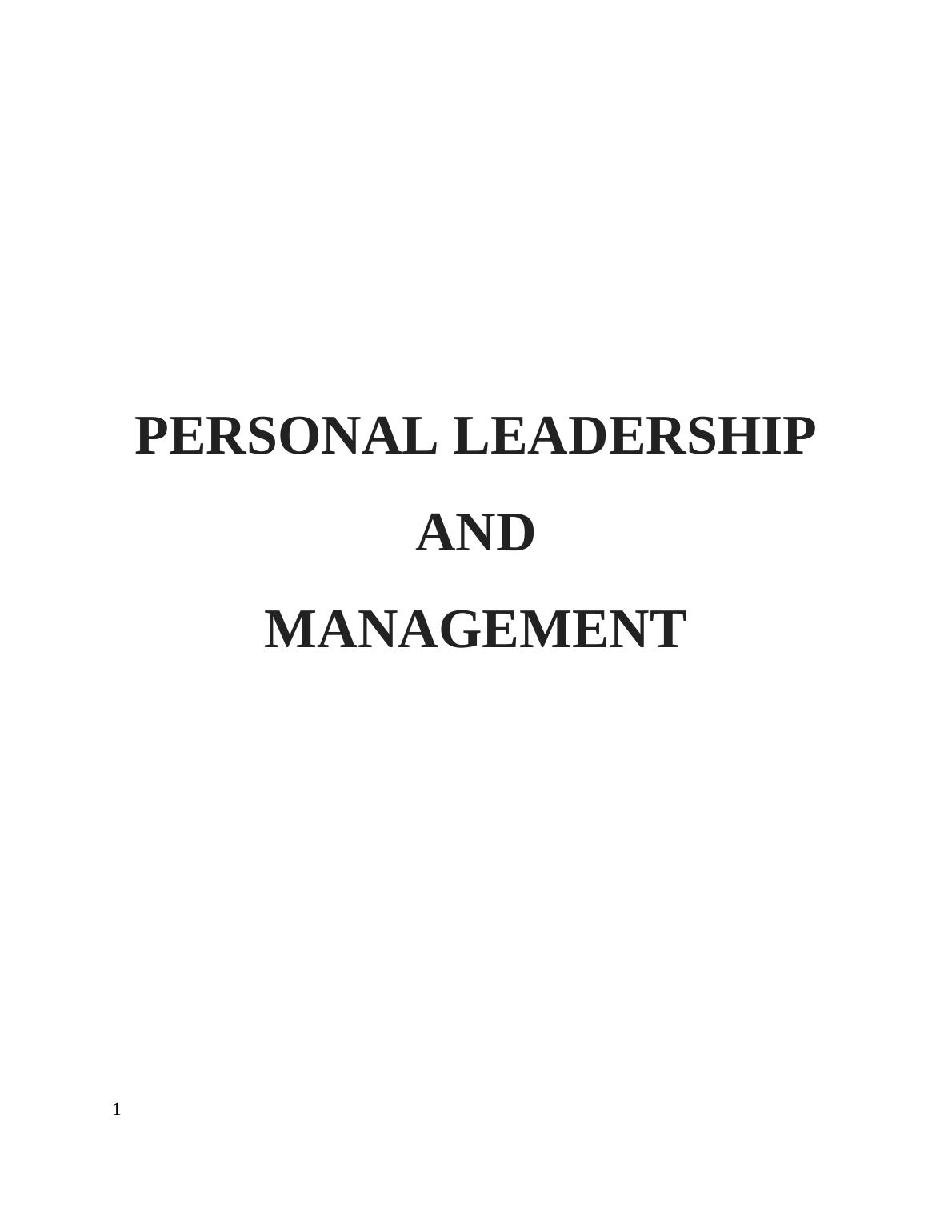Assignment on Personal Leadership and Management_1