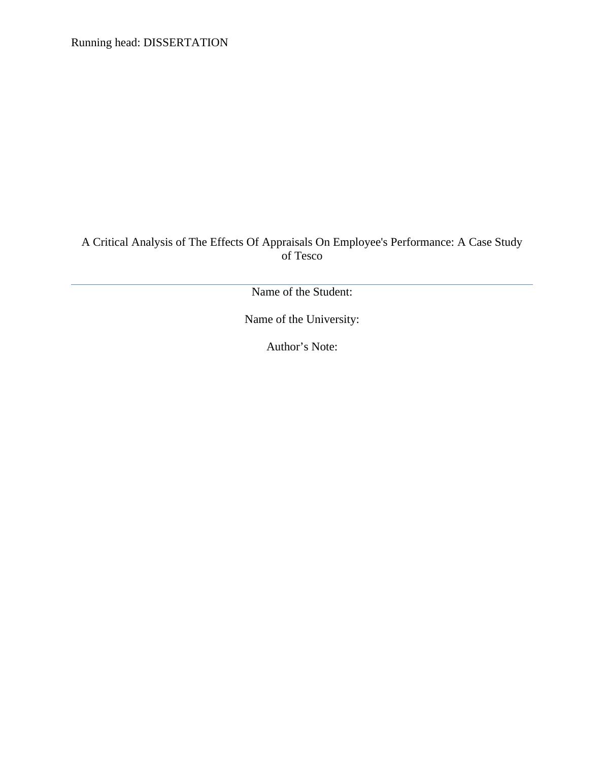 Case Study on Tesco's Appraisal Employee Performance_1
