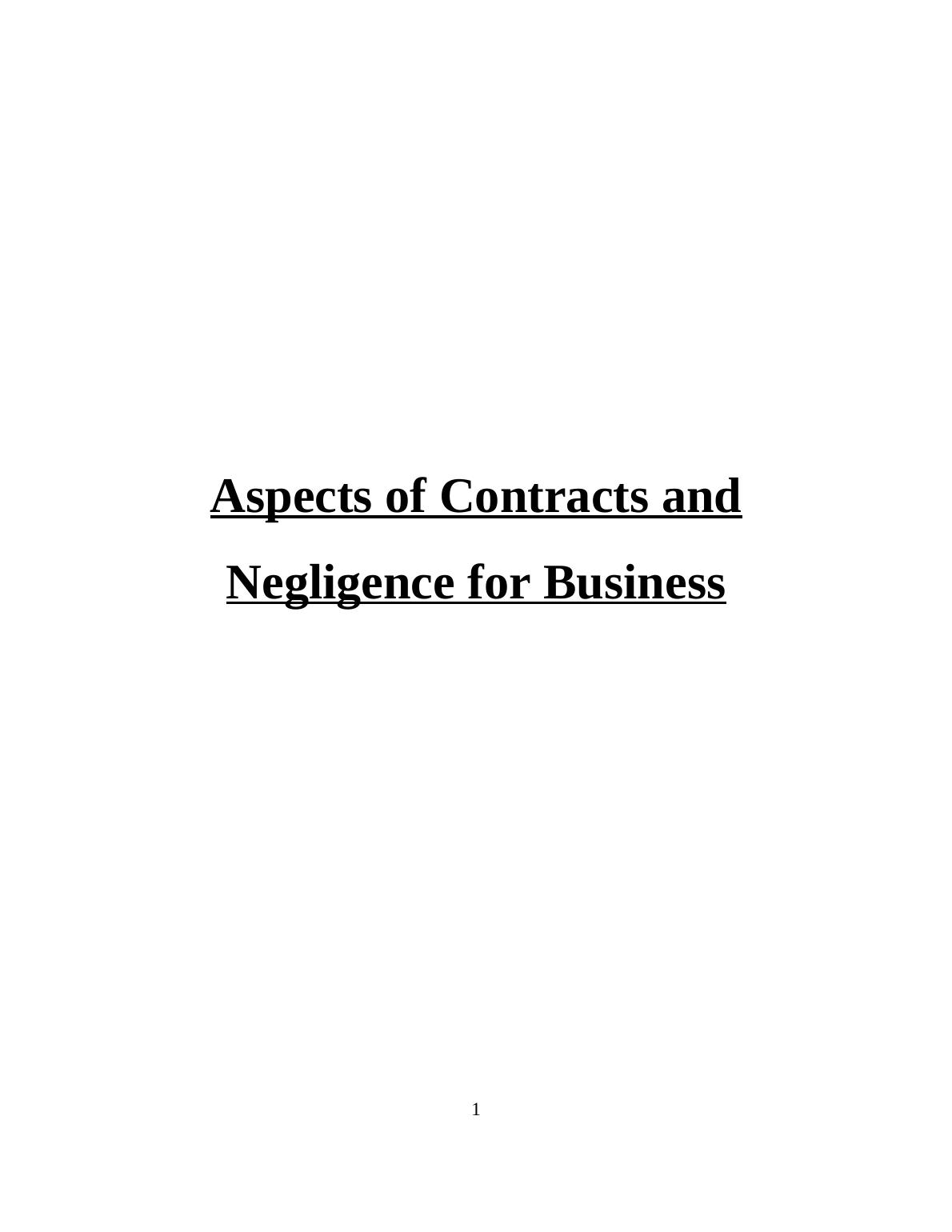 Principles of Liability in Negligence in Business - Report_1