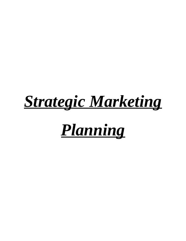 Strategic Marketing Planning for TESCO PLC_1