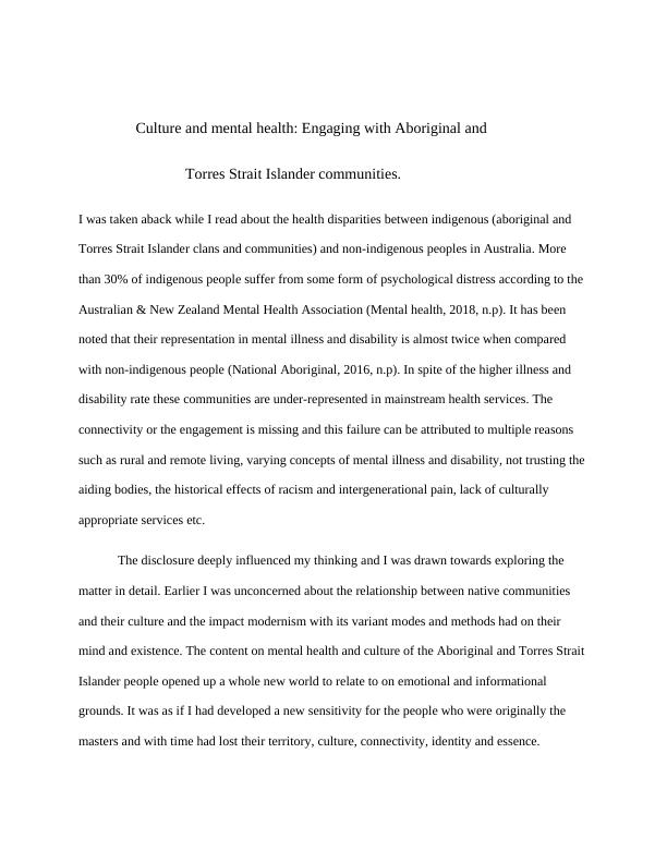 Culture and Mental Health: Engaging with Aboriginal and Torres Strait Islander Communities_1