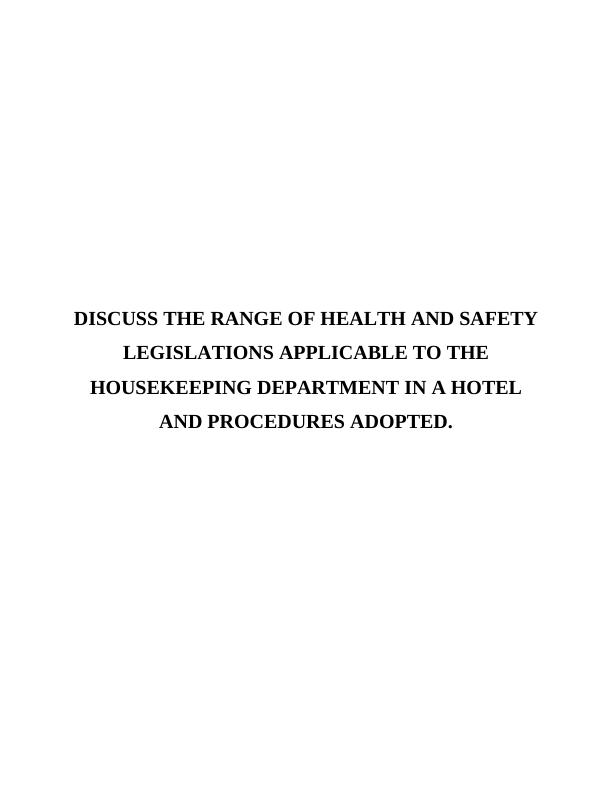 The Range of Health and Safety Legislation Assignment_1