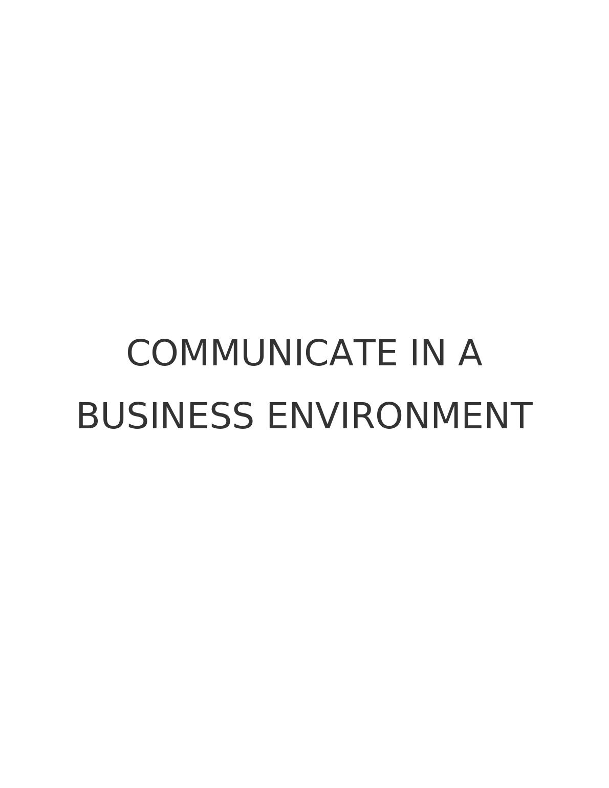 Communication in Business Environment - Doc_1