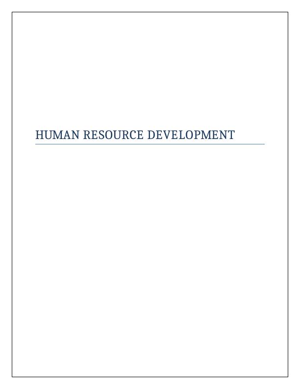 Human Resource Development -  Sample   Assignment_1