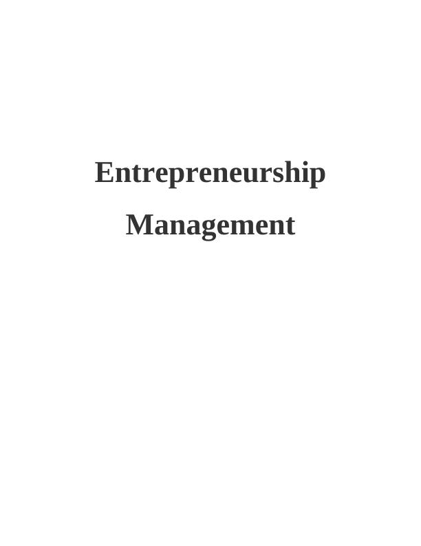 Entrepreneurship Management Assignment Solved_1