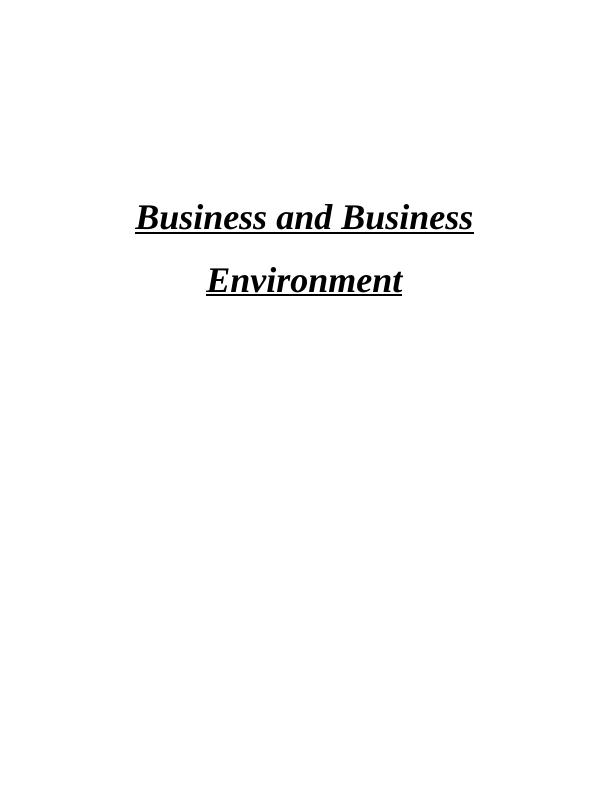 Business and Business Environment Assignment Solved - Marks and Spencer_1