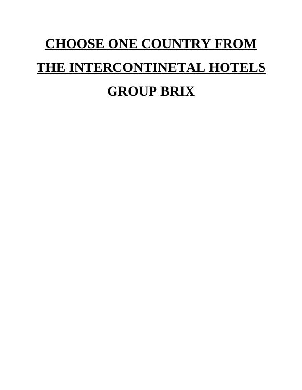 Overview of Hospitality Industry and SWOT Analysis of InterContinental Hotels Group_1