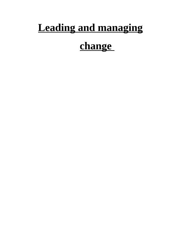 Leading and Managing Change - Nokia Assignment_1