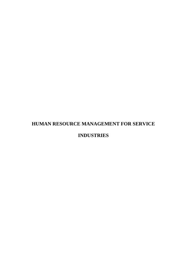 Human Resource Management for Service Industries - Assignment Sample_1