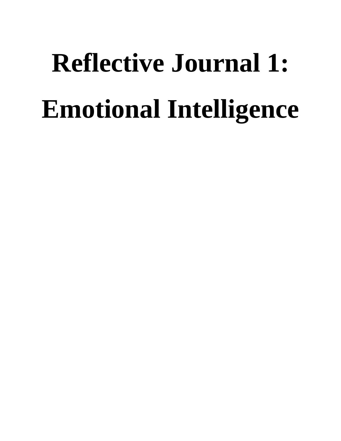 Reflective Journal on Emotional Intelligence_1