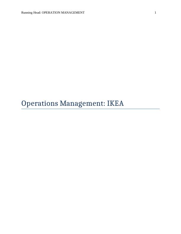 Operations Management at IKEA : Assignment_1