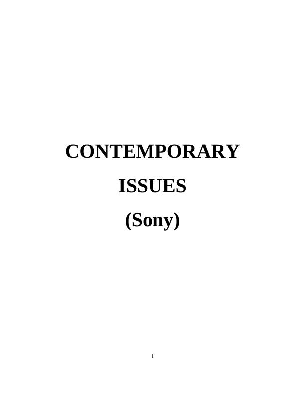 Contemporary Issues of Sony Corporation_1