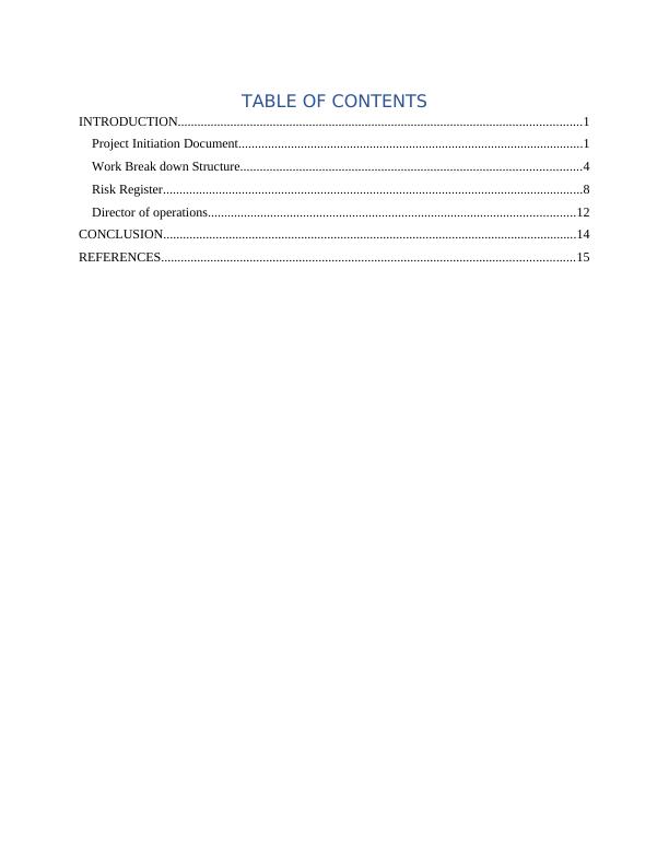 Project Management Case Study TABLE OF CONTENTS_2