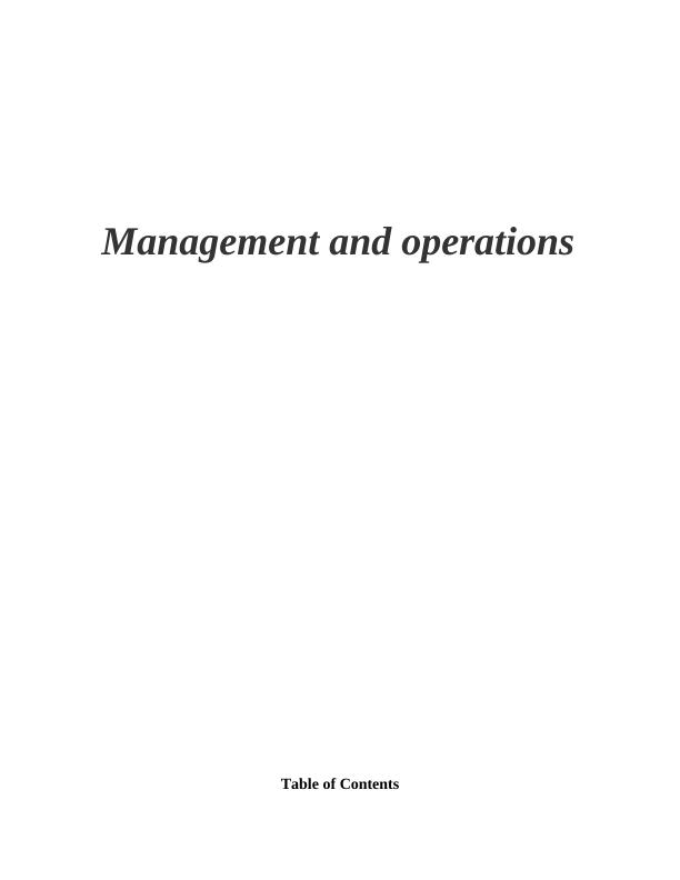 Management and Operations in Tesco Plc : Assignment_1