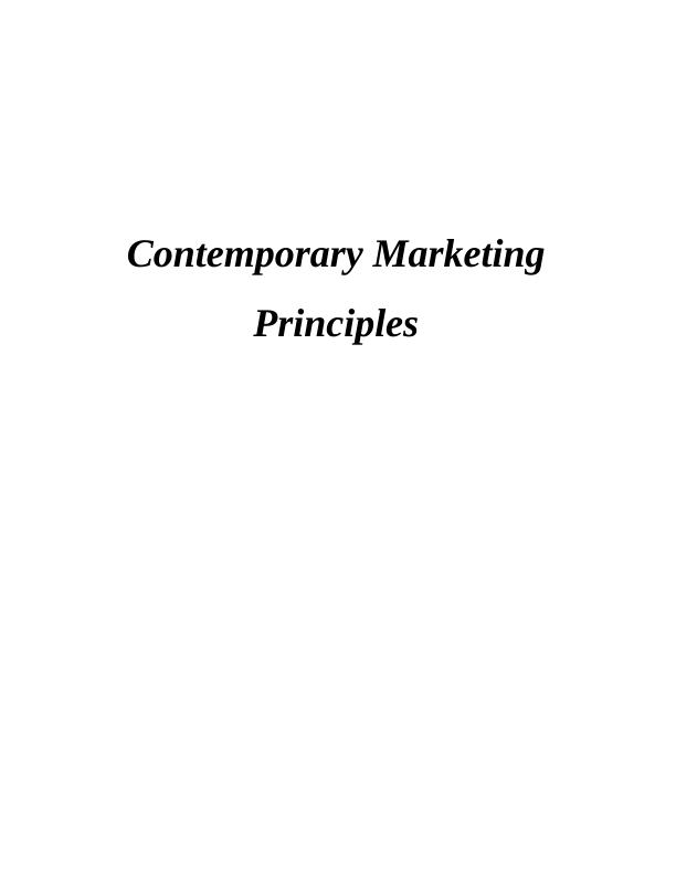 marketing principles assignment 1