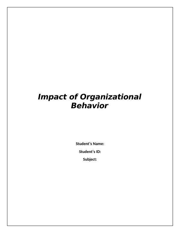 Impact of Organizational Behavior_1
