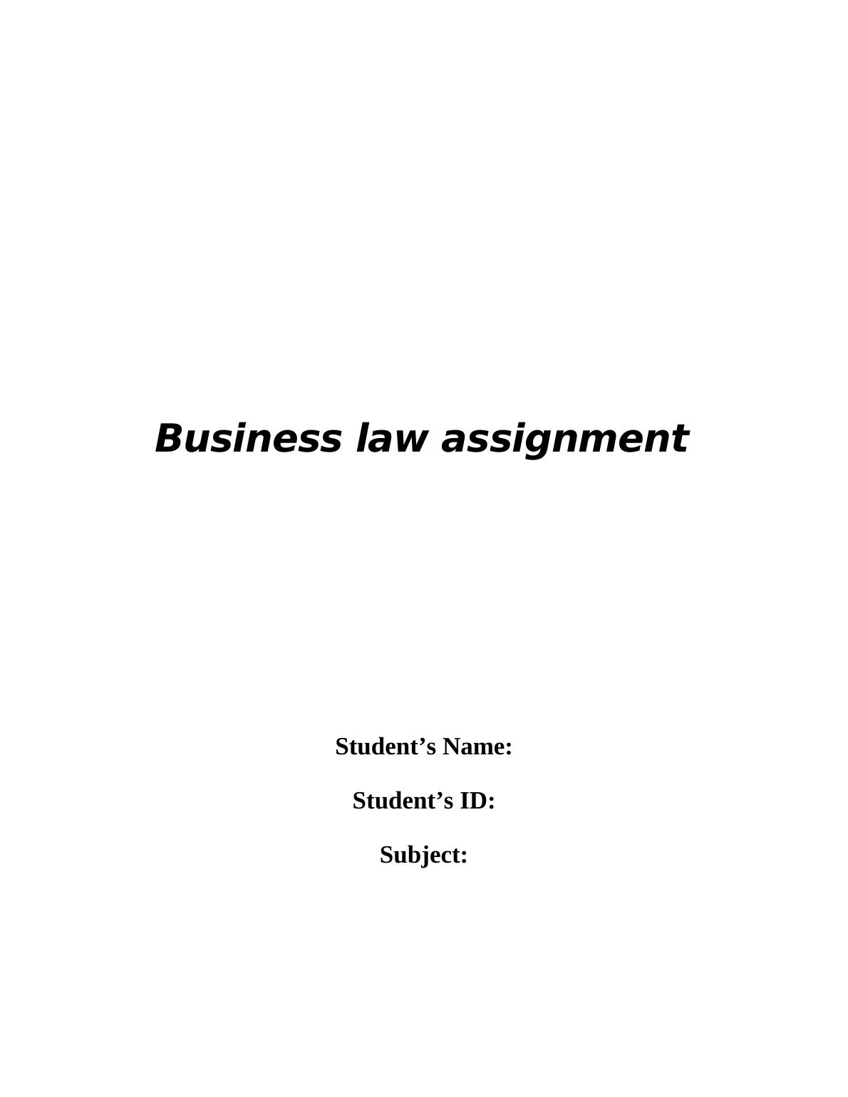 business law writing assignment