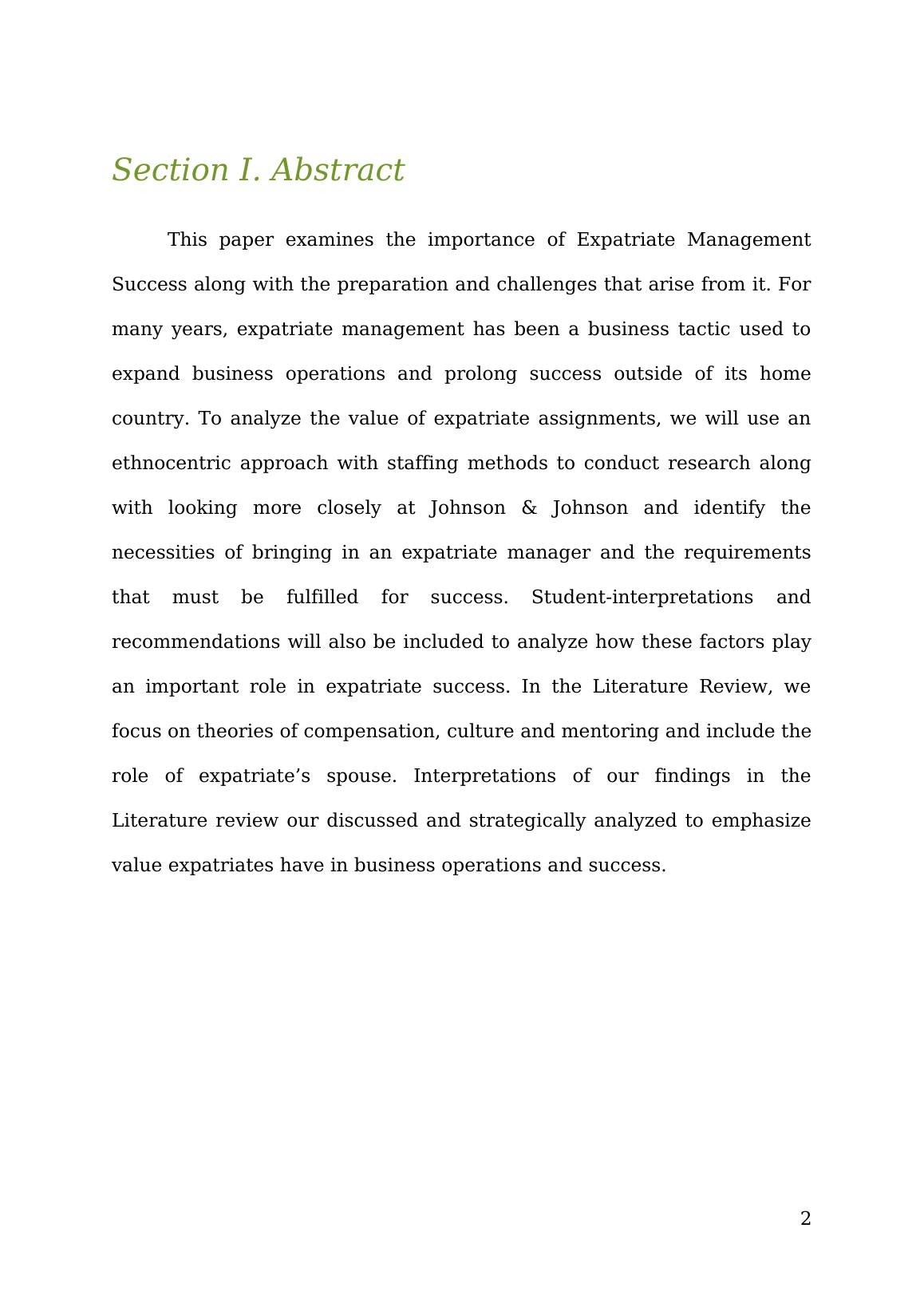 expatriate management assignment