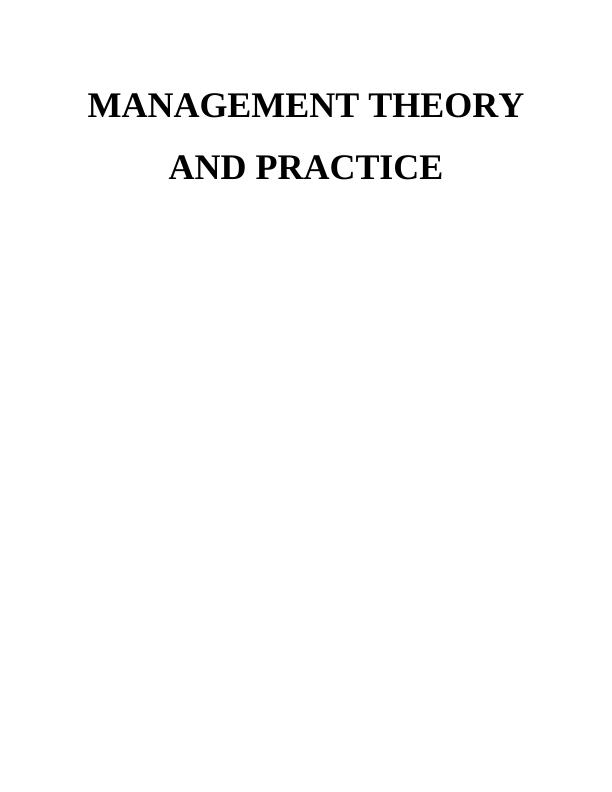 Management Theory and Practice PDF