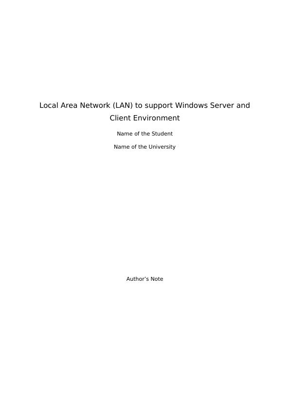 Local Area Network (LAN) to support Windows Server and Client Environment_1