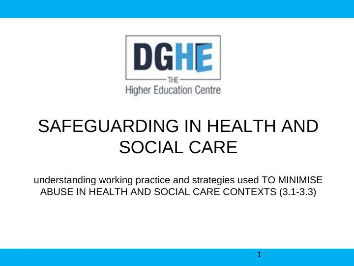 Safeguarding in Health and Social Care: Working Practices and Strategies_1