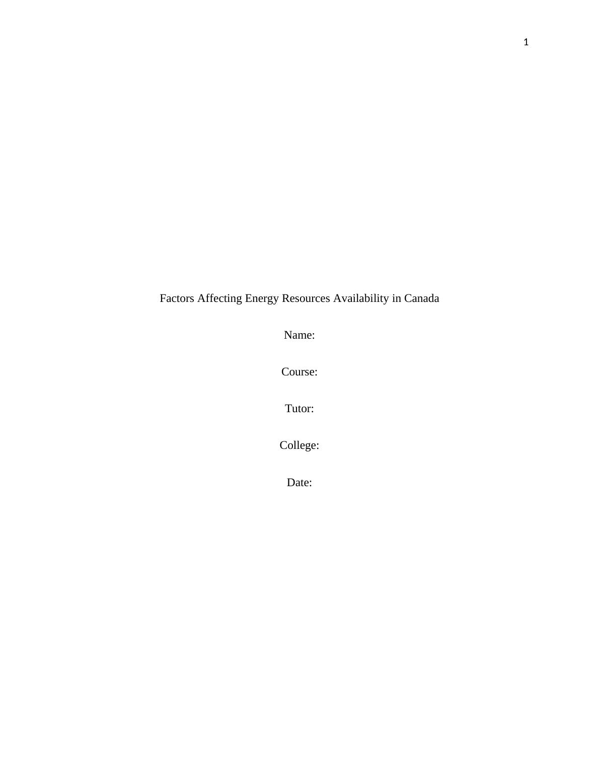 Factors Affecting Energy Resources Availability in Canada_1