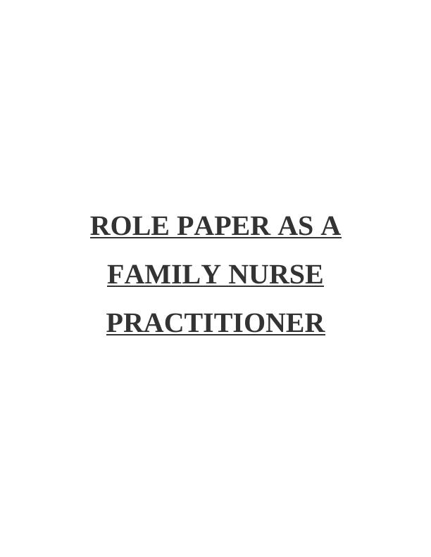 Role Of The Family Nurse Practitioner - Paper_1