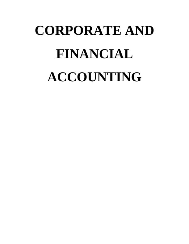Corporate Finance & Accounting Assignment_1