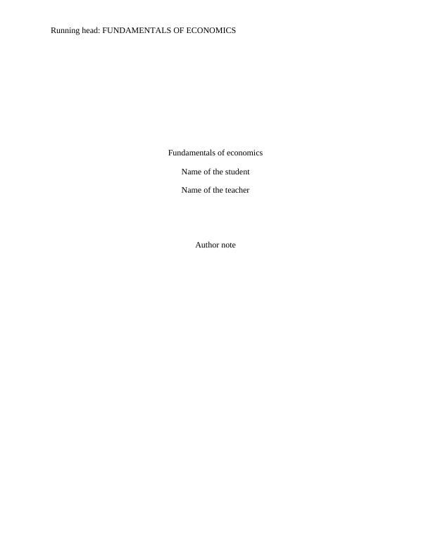 Fundamental of Economics - Essay_1