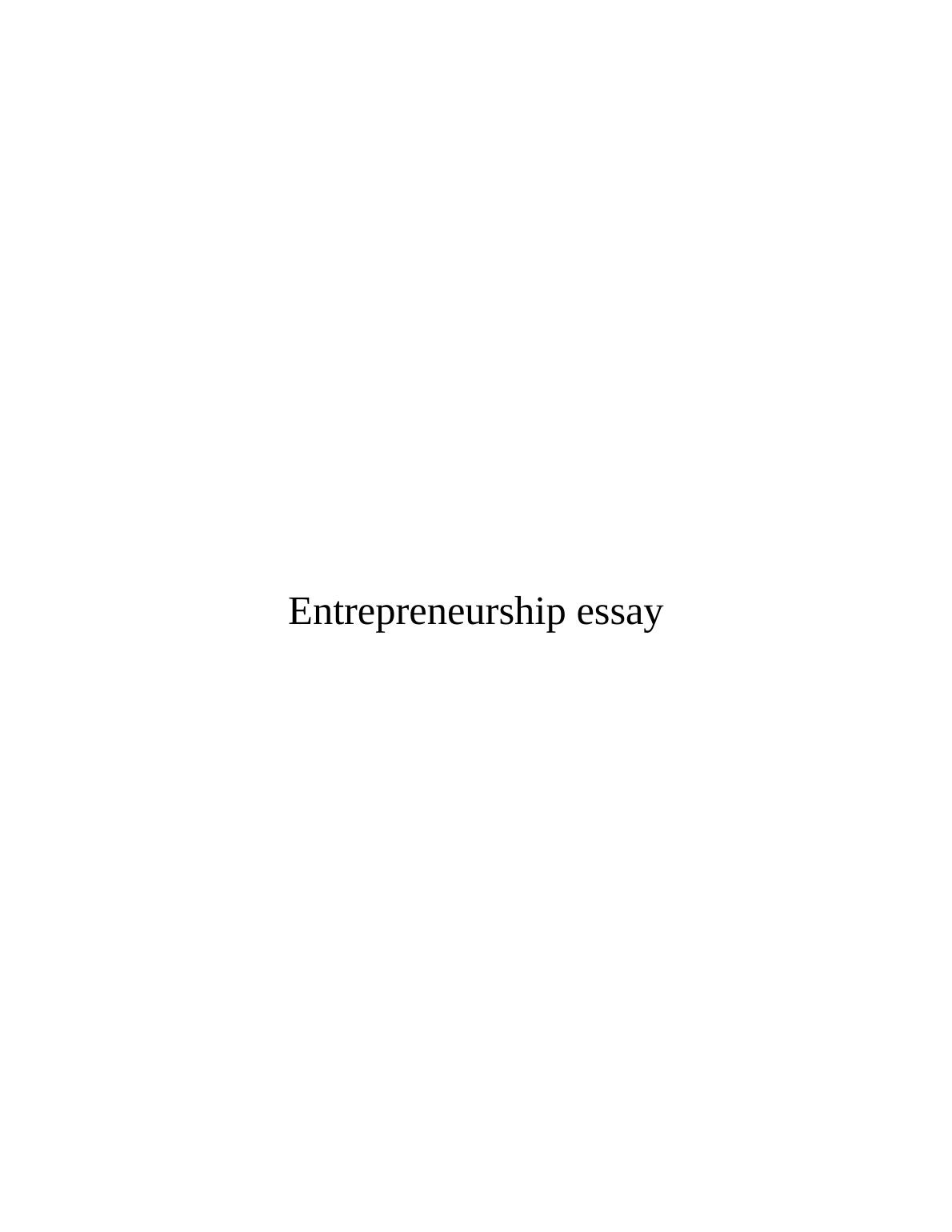 entrepreneurship essay grade 11