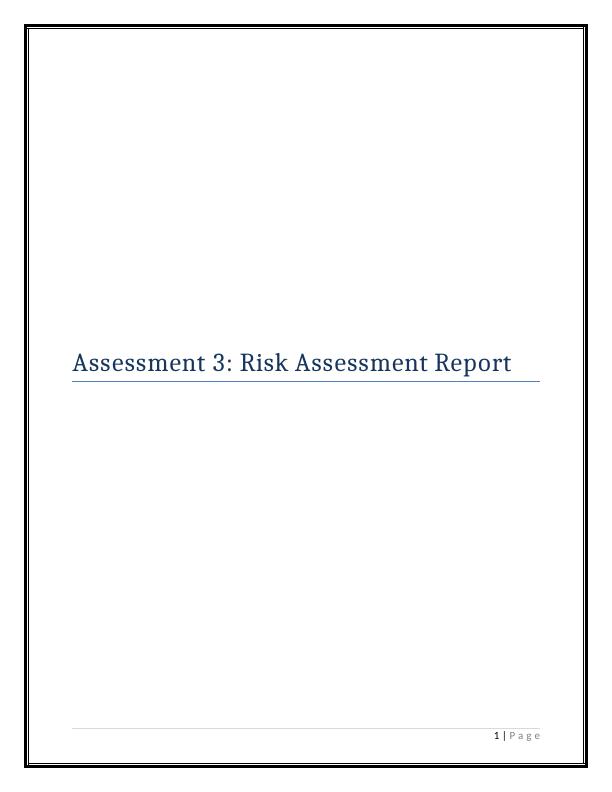 Risk Assessment Report for Hungry Jack's Restaurant in Queensland ...