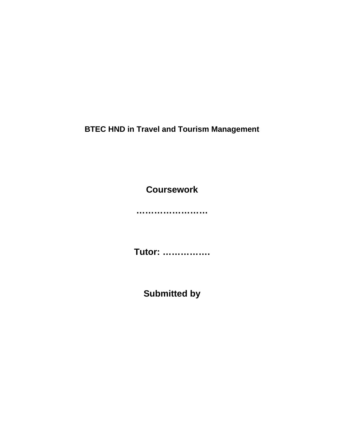 Managing Customer Experience in Travel and Tourism Management Coursework_2