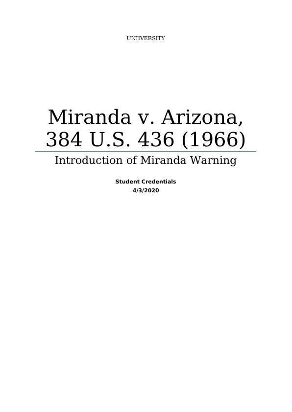 Criminal Law Case Study Miranda v. Arizona 2022_1