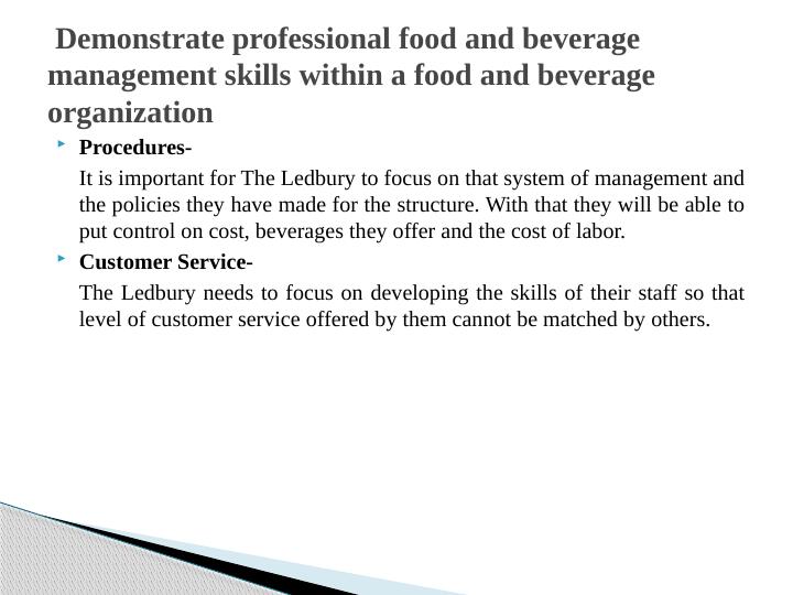 Professional Food and Beverage Management Skills