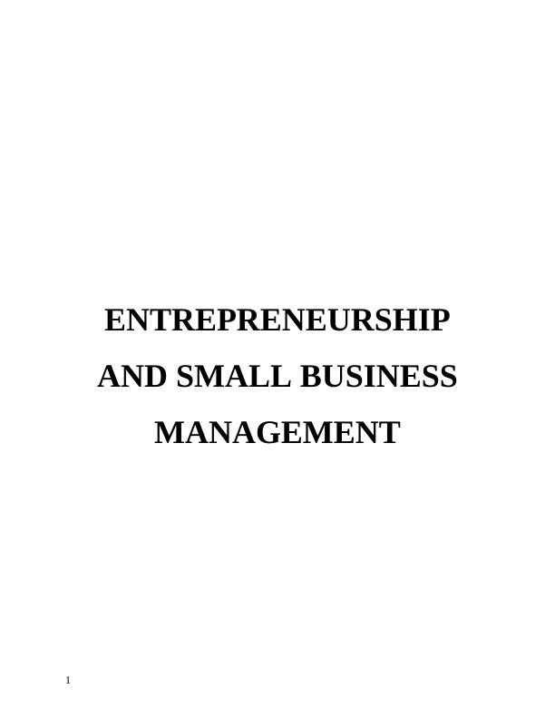 Entrepreneurship and Small Business Management TABLE OF CONTENTS_1