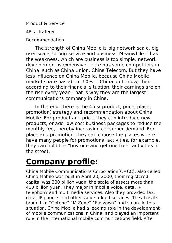 China Mobile Communications Assignment