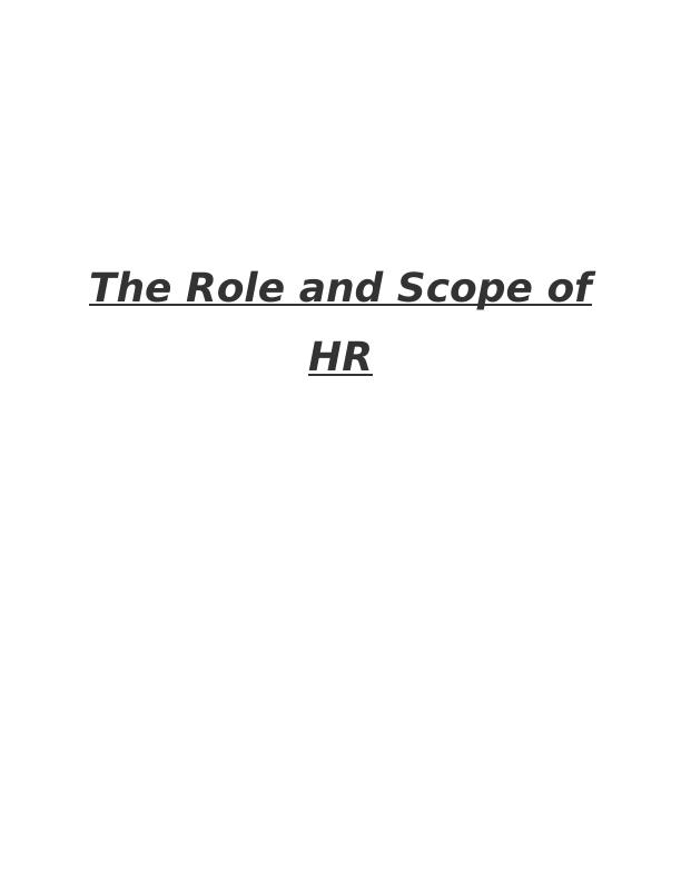 The Role and Scope of HR_1