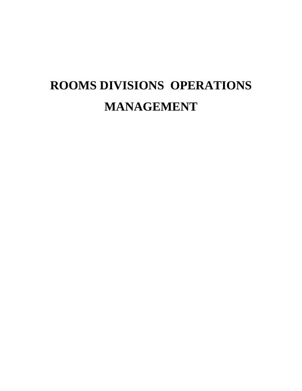 Rooms Division Operations Management Assignment Solved_1