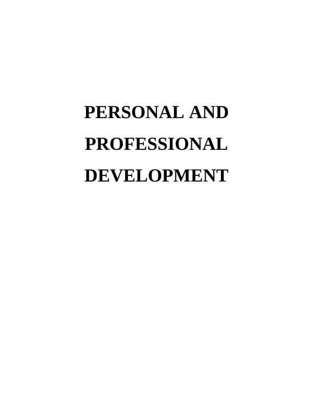 Personal and professional development project | Assignment_1
