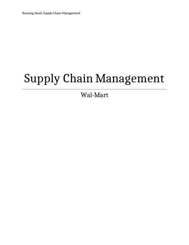 Supply Chain  Management Assignment_1