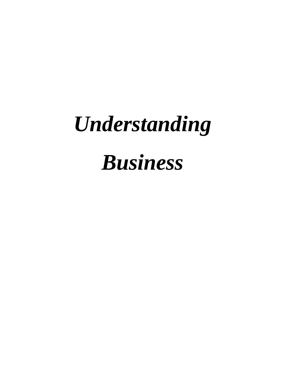 understanding business assignment