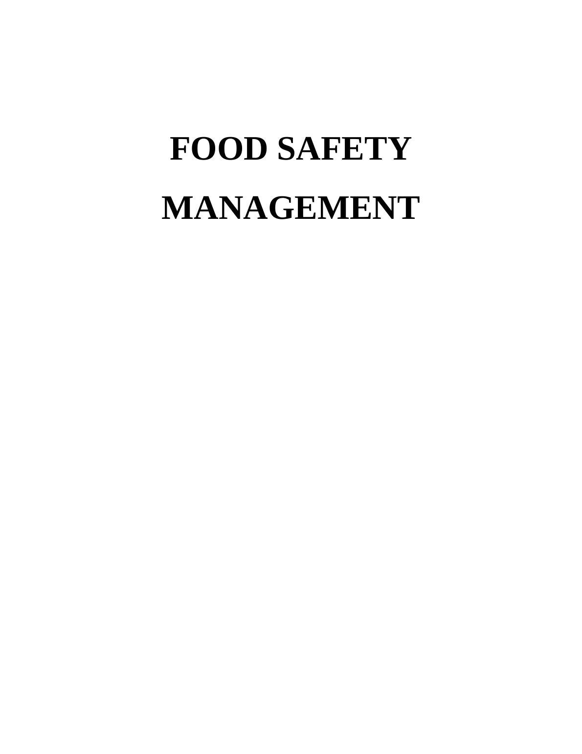 Food Safety Management Assignment Solution - Doc_1