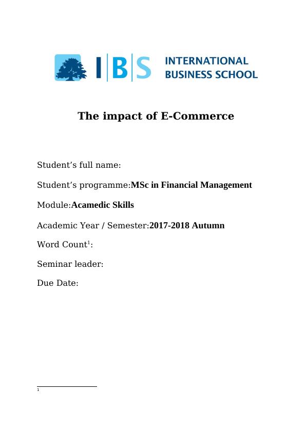 The Impact of E-Commerce Assignment_1