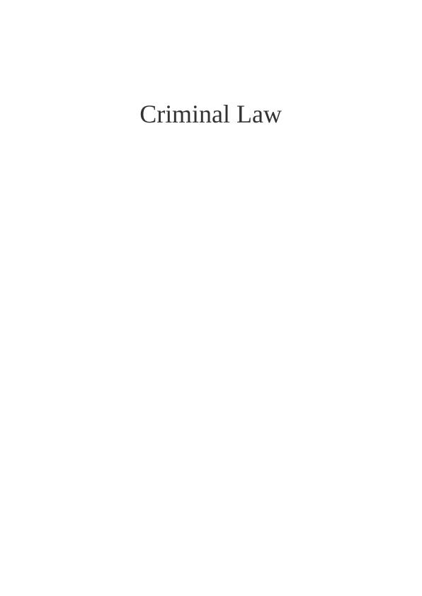 Solved: Criminal Law Assignment_1