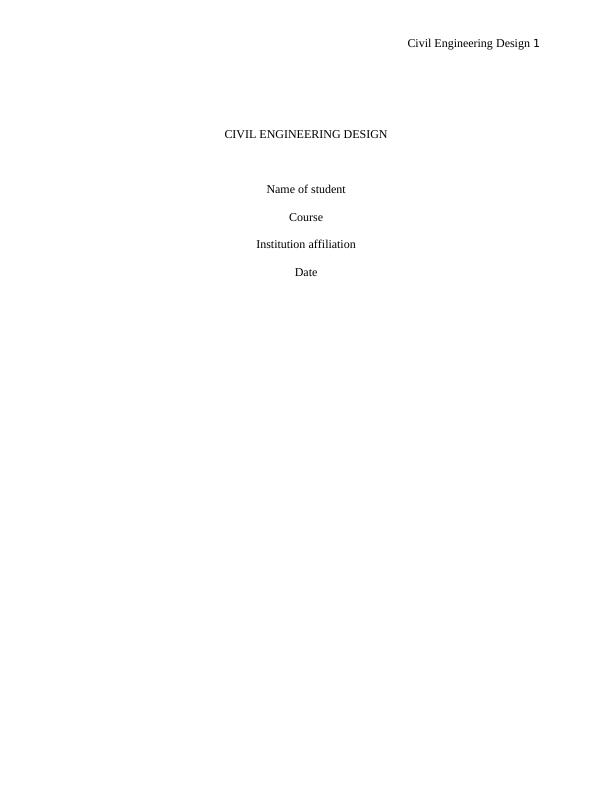 Civil Engineering Design - Overview