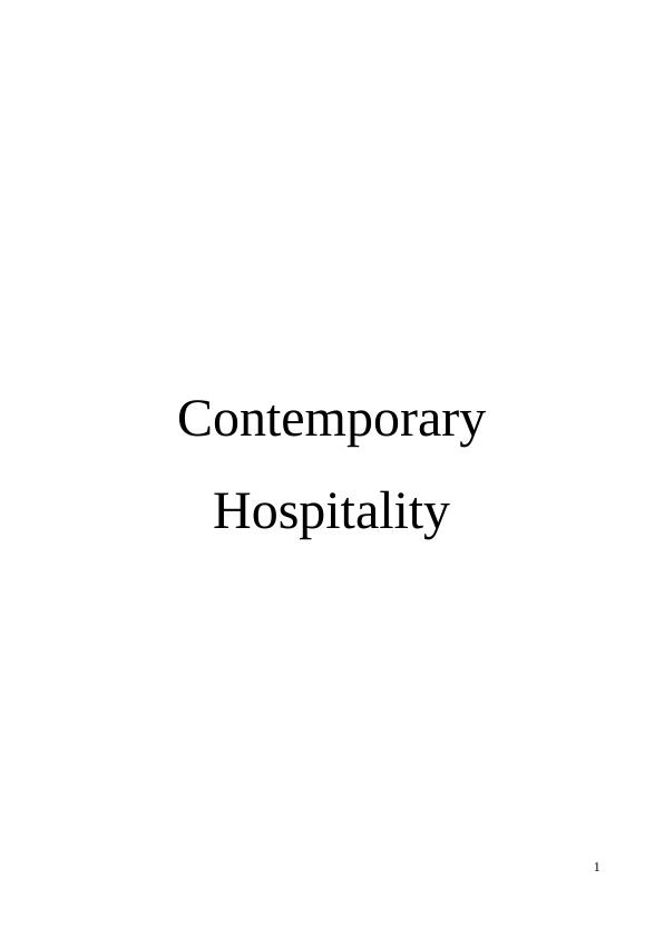 Contemporary Hospitality Industry Assignment_1