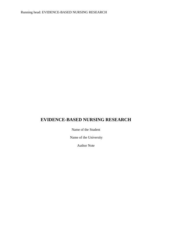 Assignment On Evidence Based Nursing Research Report_1