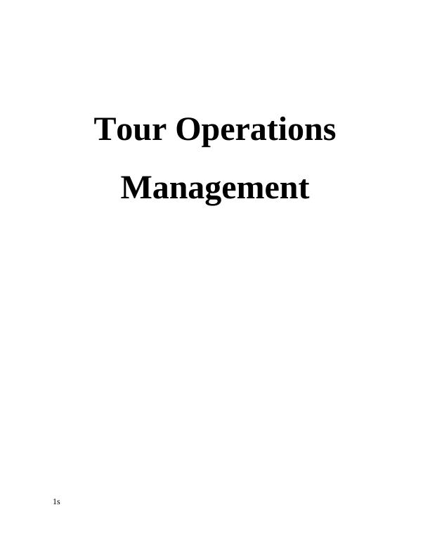 Tour Operations Management | Report_1